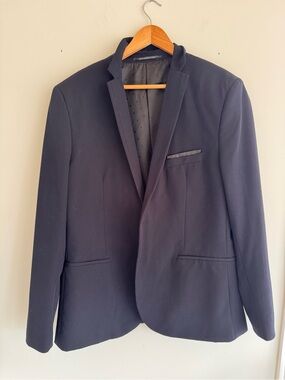 Soul of London Slim Fit Navy Single-Breasted Notch Lapel Blazer